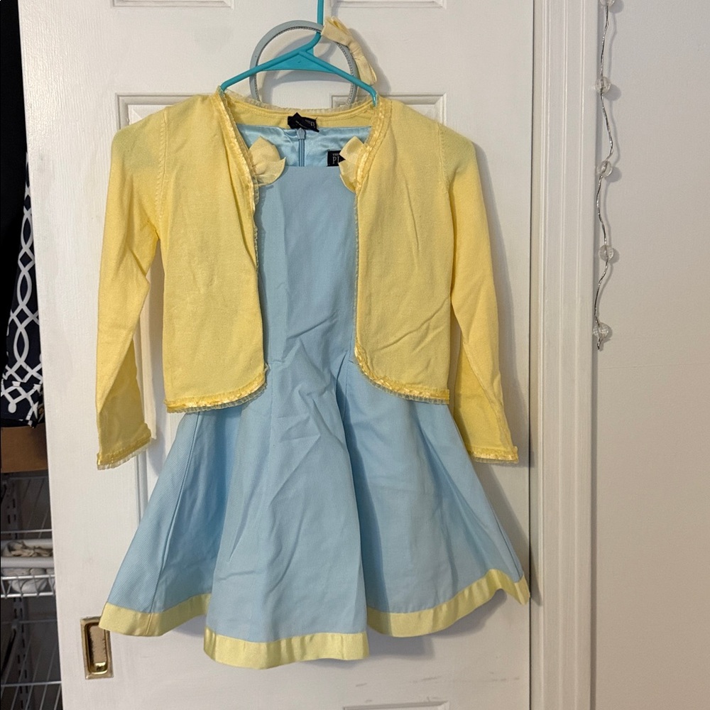 The Children's Place Light Blue Dress with Yellow Cardigan
